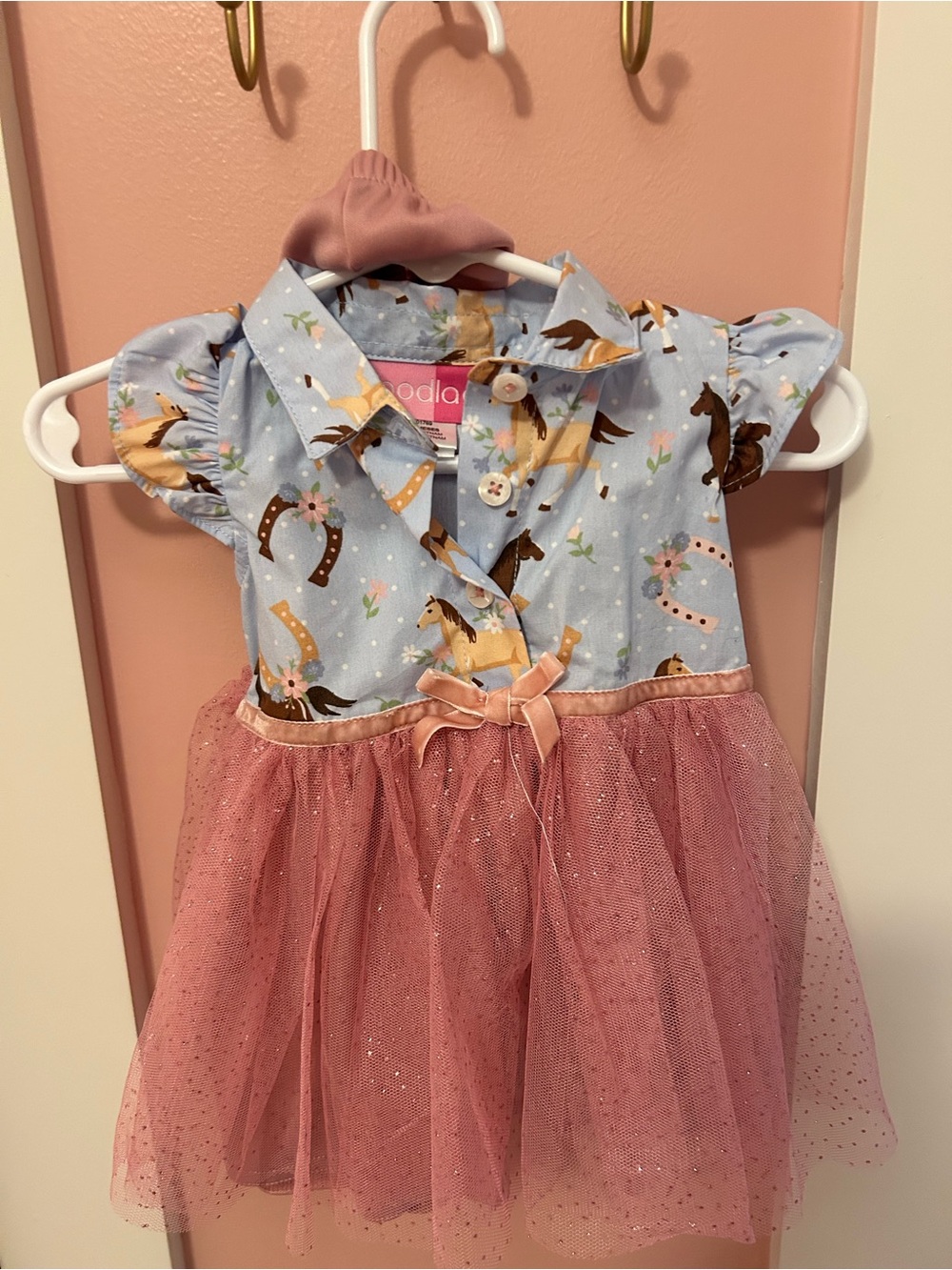 Girls Horse Print Tulle Dress and Onesie Bundle